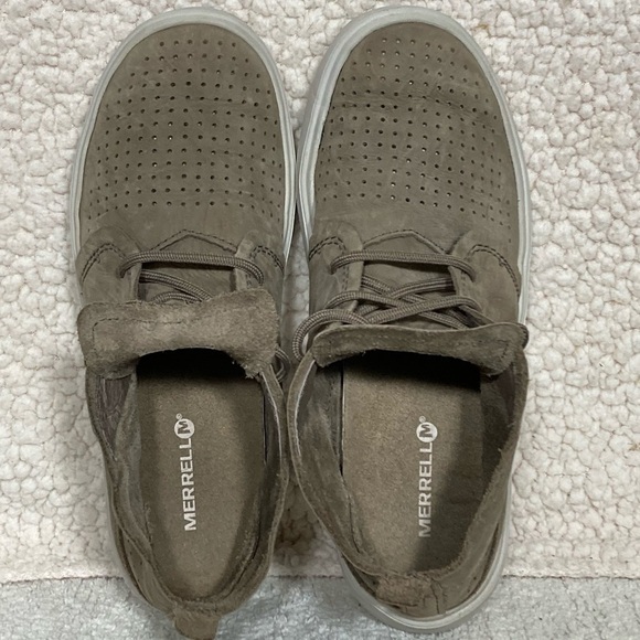 Merrell Pine Bark Leather Mid Top Beige Gray Womens Sneakers Shoes J94334 SZ 6.5 - Picture 5 of 11